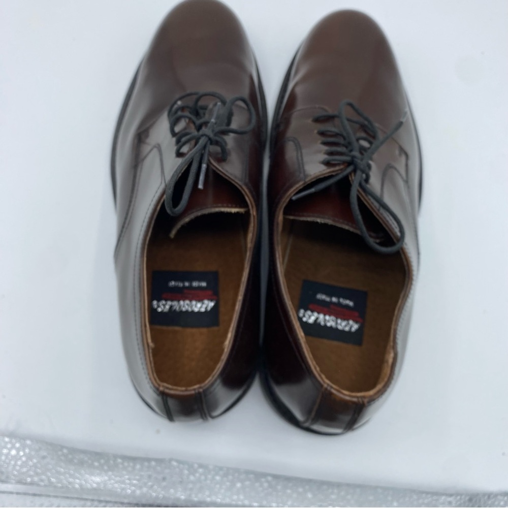 Aerosoles Brown Leather Round Toe Low Oxford Dress Shoe Mens 9.5 Made in Italy - Picture 3 of 9